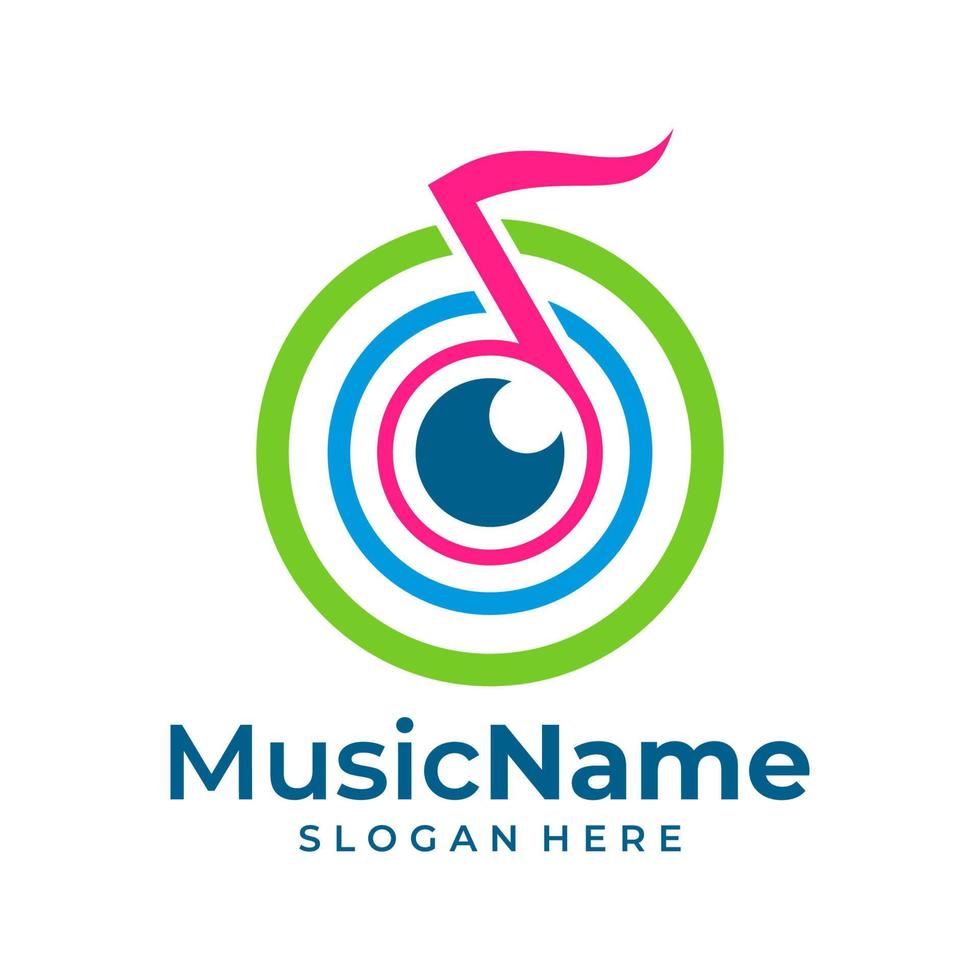 vecteur de logo de musique d'oeil. modèle de conception de logo d'oeil de musique