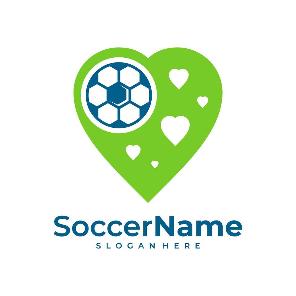 modèle de logo de football d'amour, vecteur de conception de logo d'amour de football