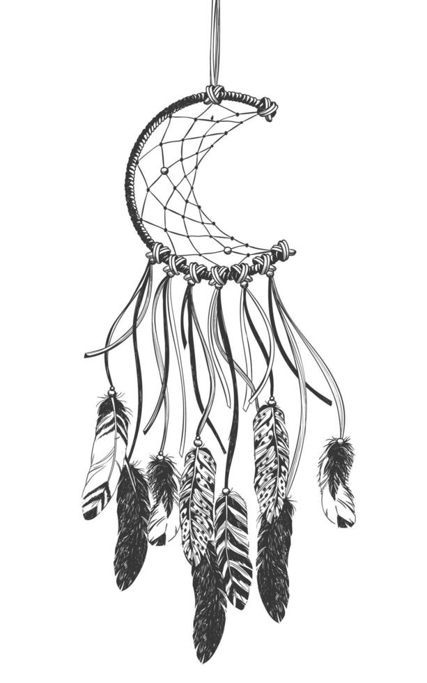 dreamcatcher indien amérindien avec des plumes. vecteur