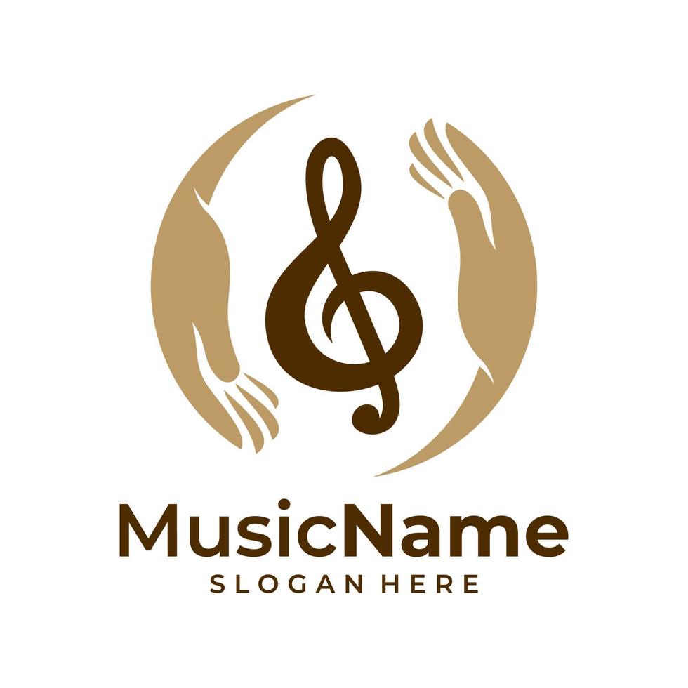 vecteur de logo de musique de soins. modèle de conception de logo de soins de musique