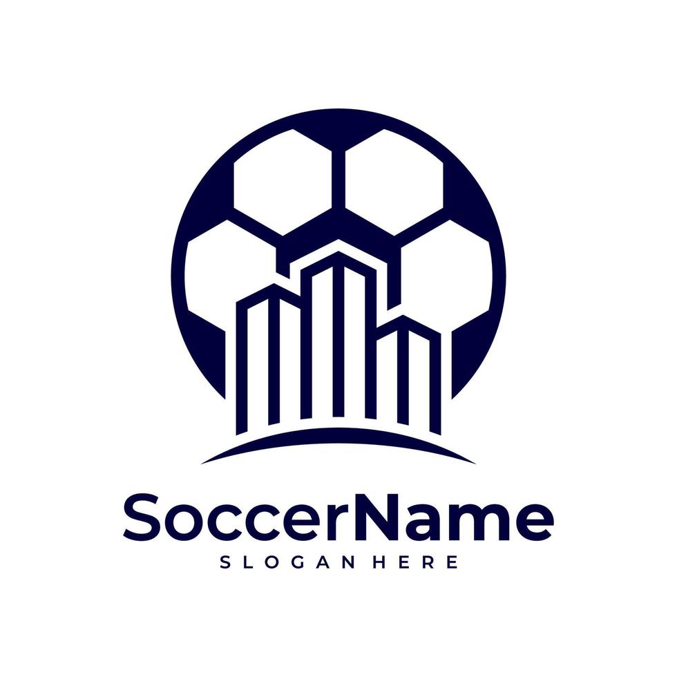 modèle de logo de football de ville, vecteur de conception de logo de ville de football