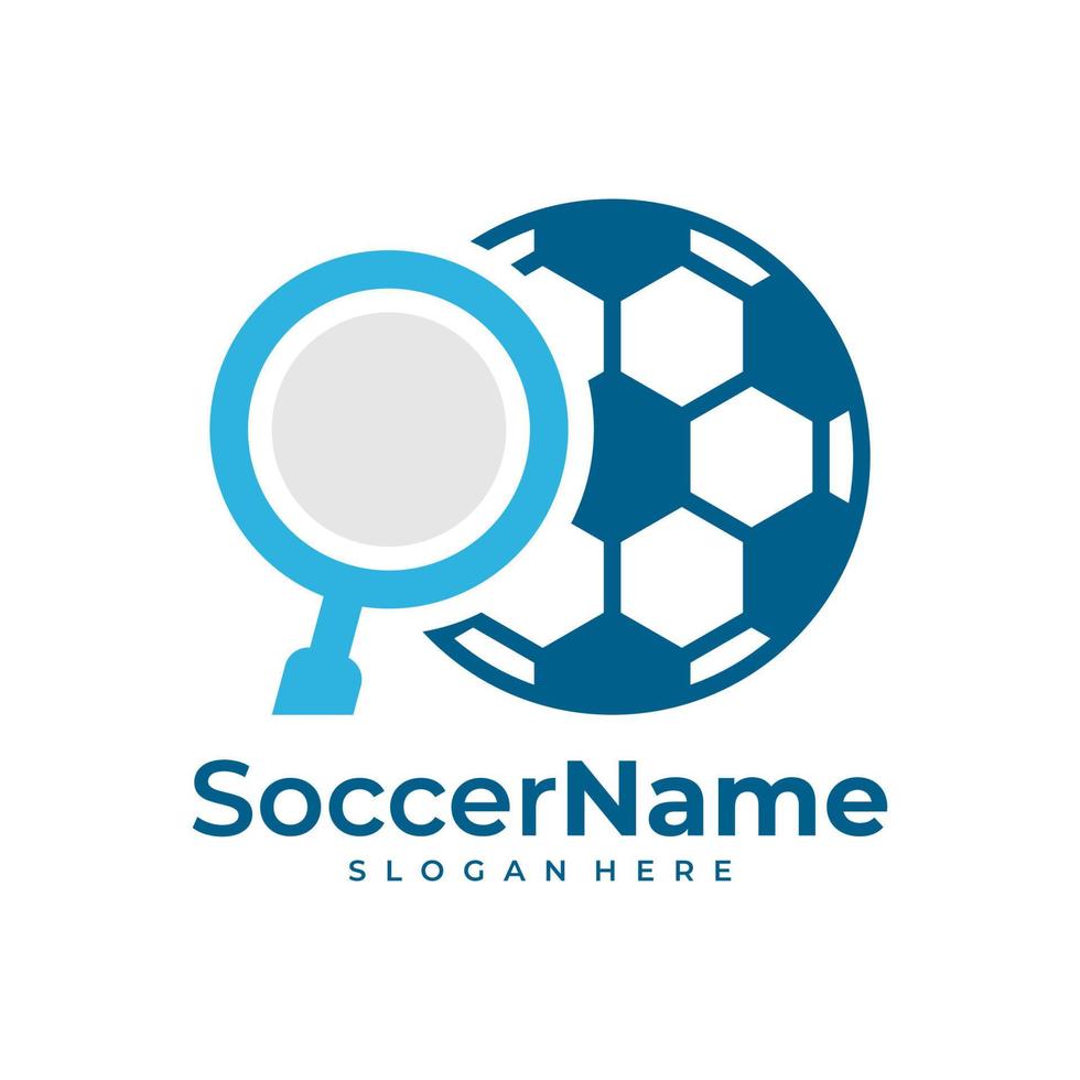 trouver le modèle de logo de football, vecteur de conception de logo de recherche de football