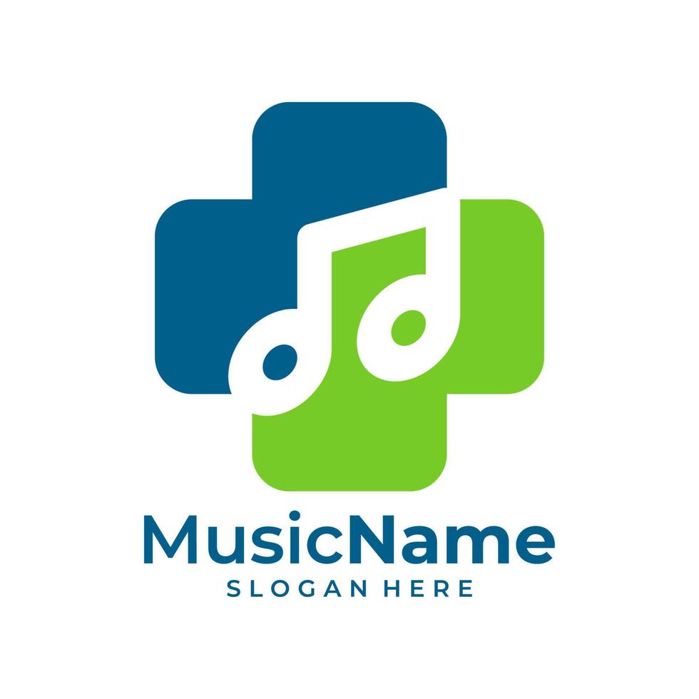 vecteur de logo de musique de santé. musique plus modèle de conception de logo