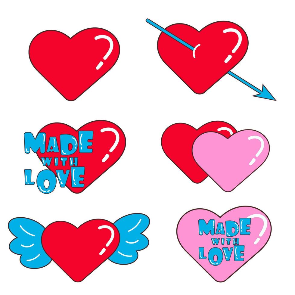 un design plat fait avec amour. coeur, amour, romance ou saint valentin. illustration vectorielle. vecteur