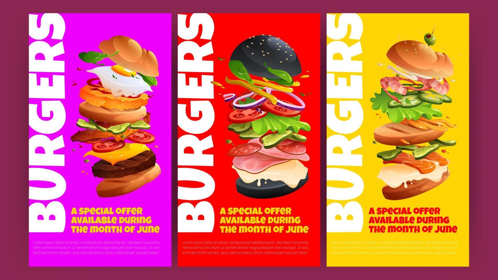 offre spéciale burger posters vecteur