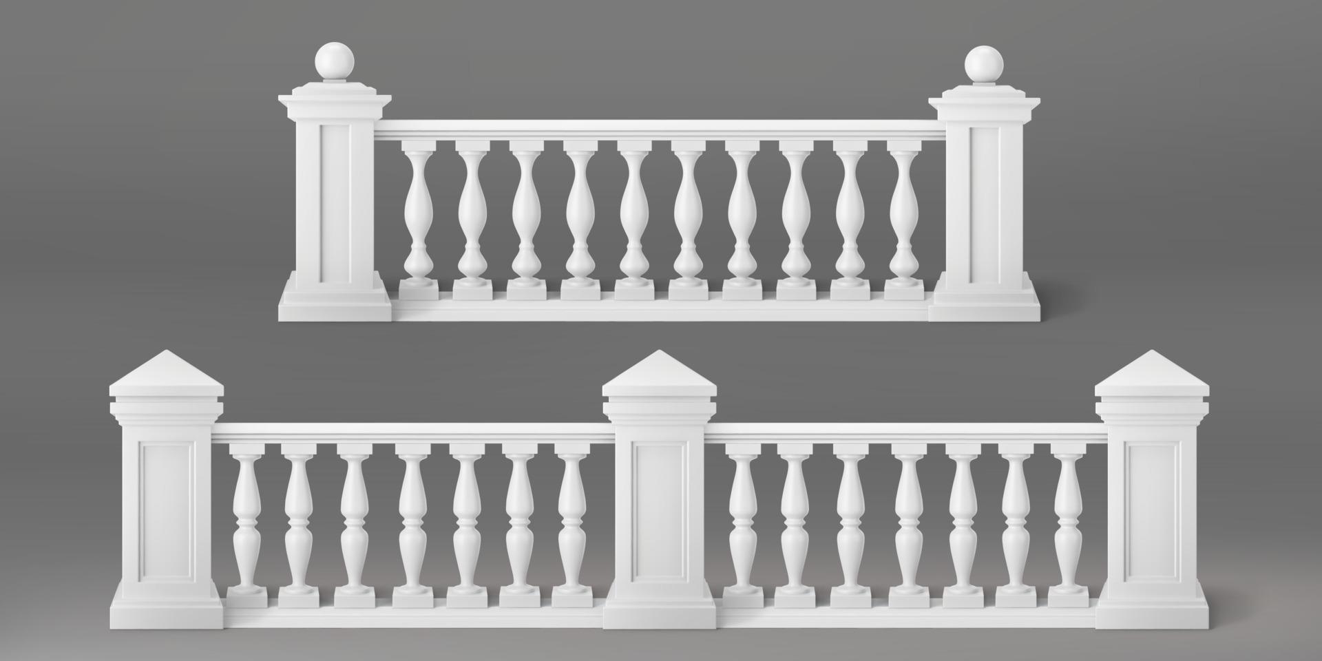 balustrades en pierre blanche ou en marbre avec piliers vecteur
