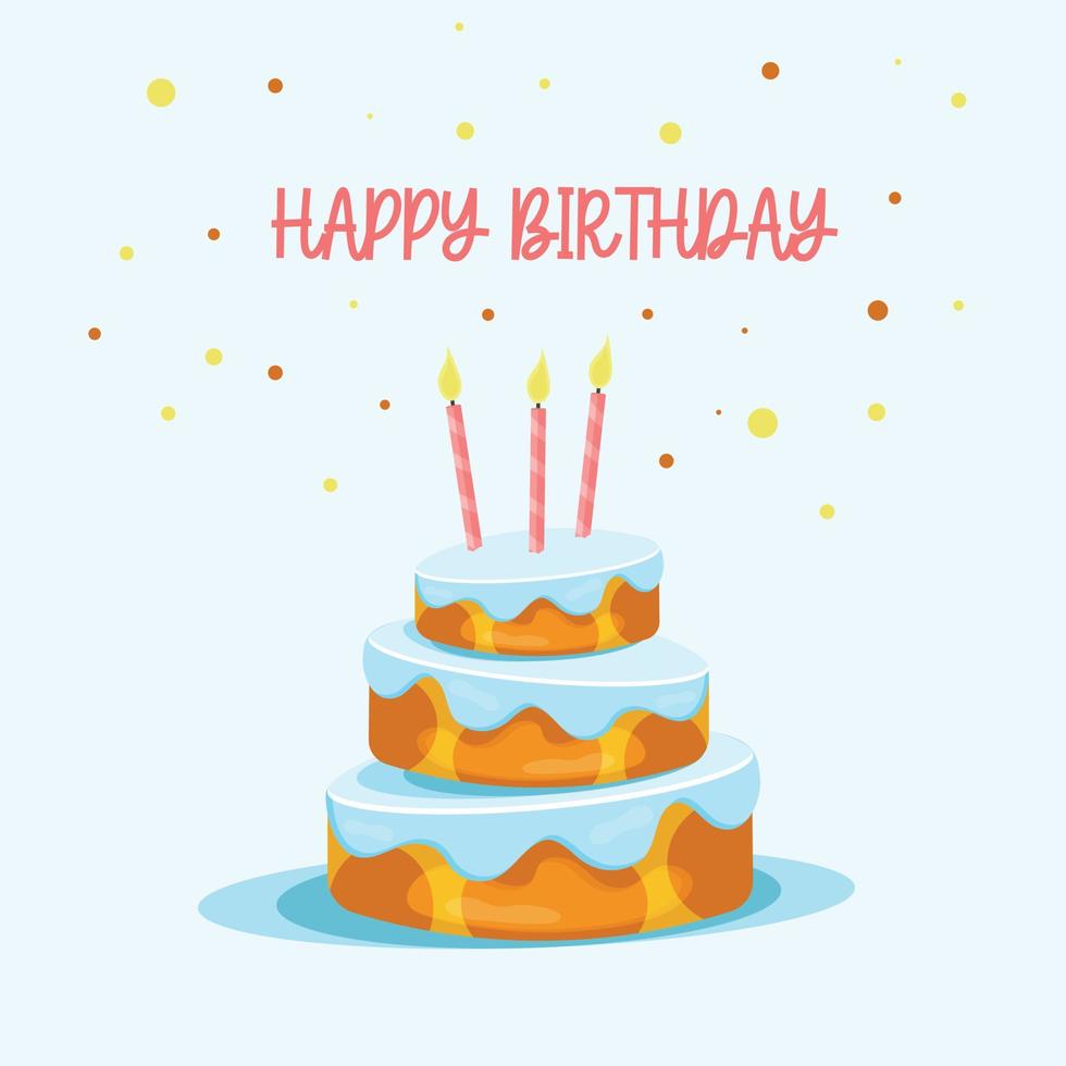 carte d'anniversaire avec gâteau de dessin animé d'anniversaire avec une bougie vecteur