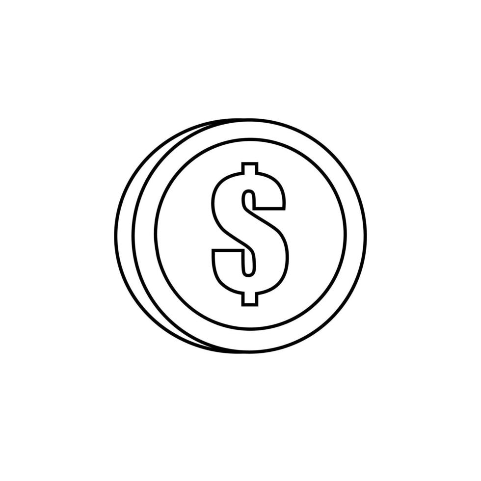 icône de pièce de monnaie dollar dans le style de la ligne. illustration vectorielle vecteur