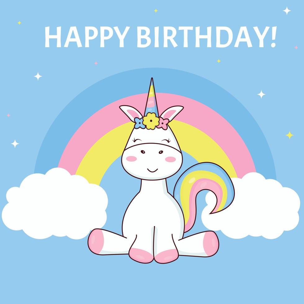 carte d'anniversaire licorne vecteur