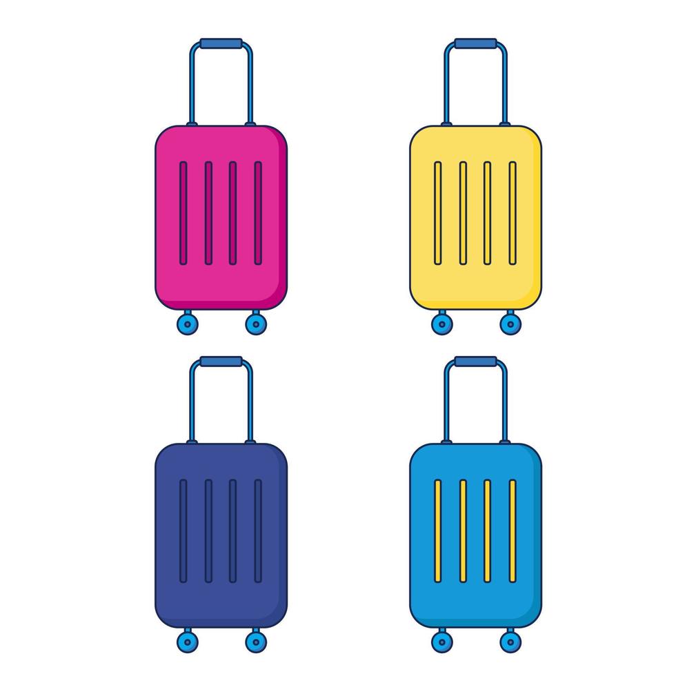 un ensemble de valises lumineuses. bagages de voyage. isolé sur fond blanc. illustration vectorielle. vecteur