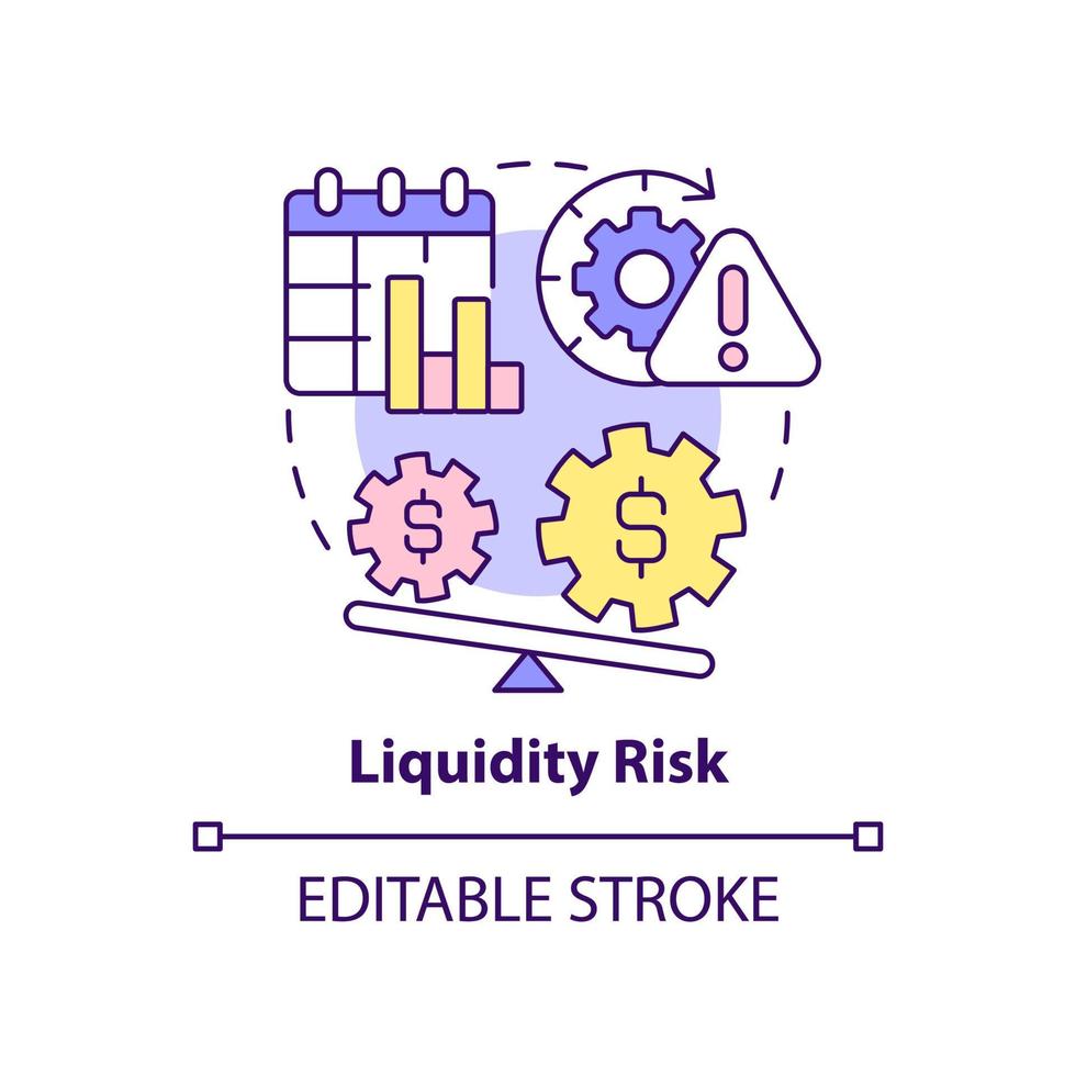 icône de concept de risque de liquidité. catégorie de risque idée abstraite illustration de ligne mince. mauvaise situation financière. des flux de trésorerie. dessin de contour isolé. trait modifiable. vecteur
