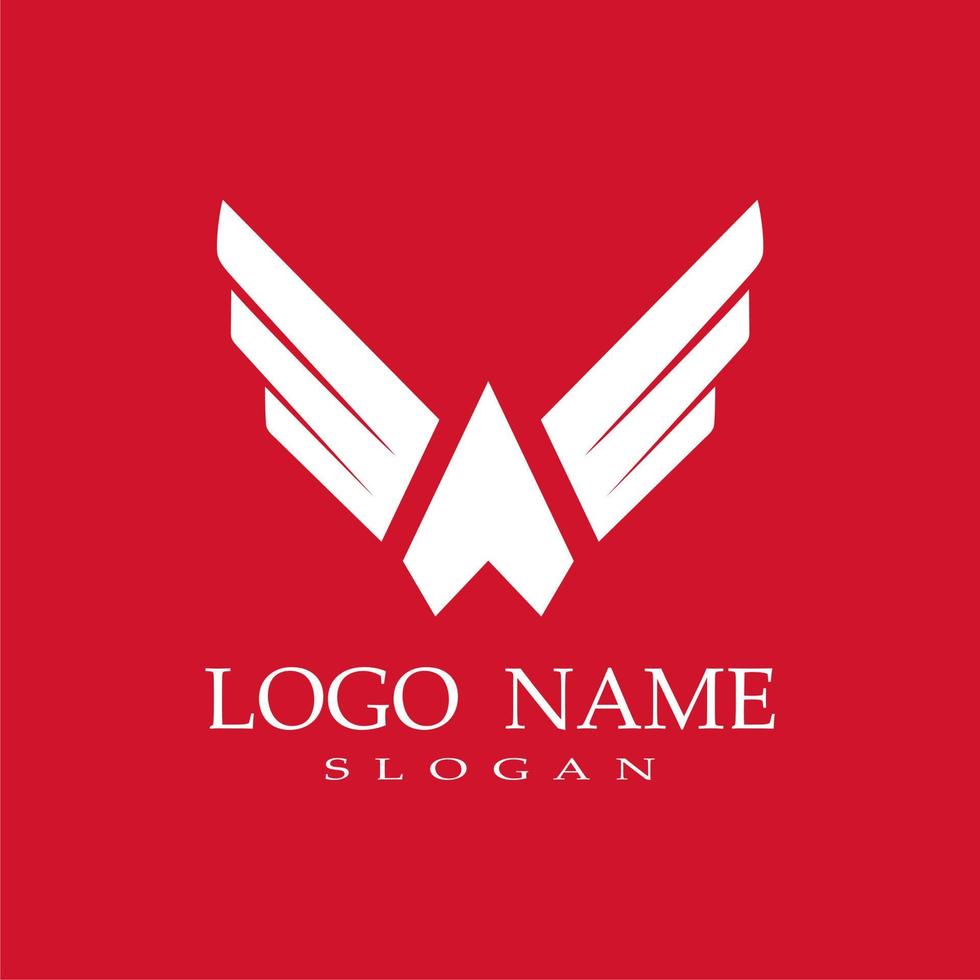 logo avec lettre une combinaison d'ailes, fond rouge vecteur