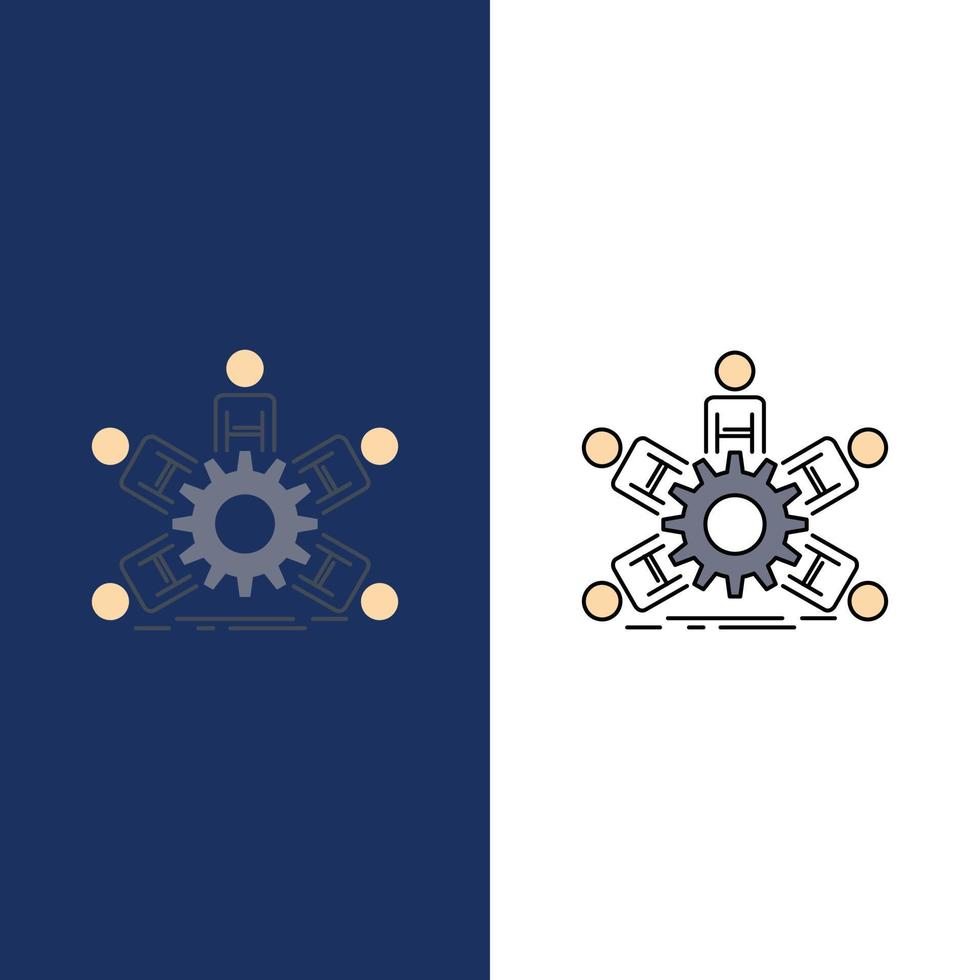 équipe groupe direction affaires travail d'équipe plat couleur icône vecteur