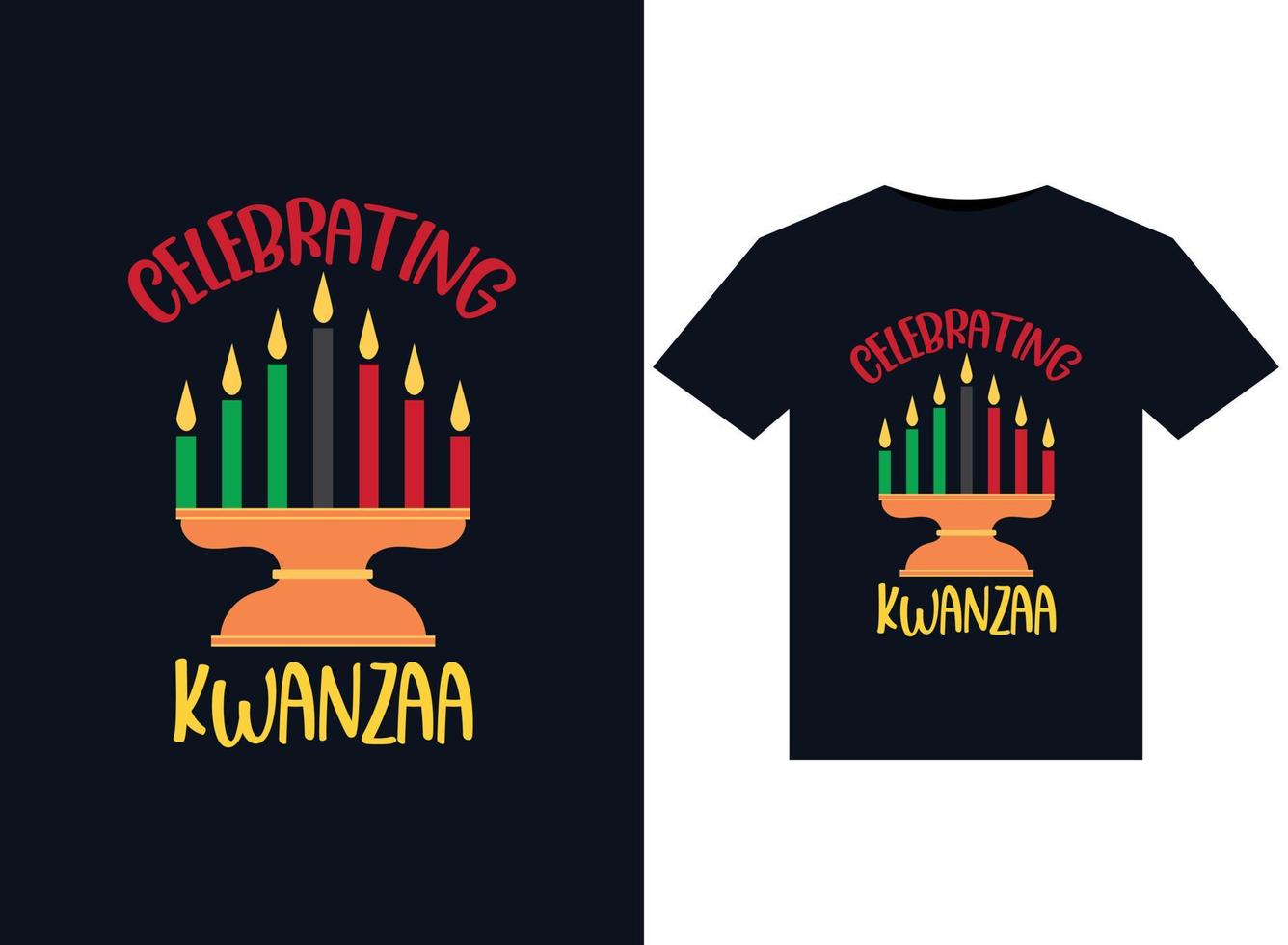 célébrer les illustrations de kwanzaa pour la conception de t-shirts prêts à imprimer vecteur