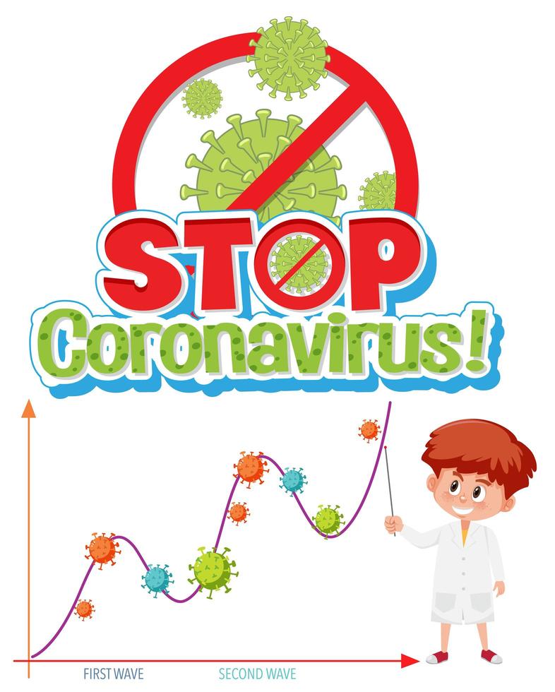 arrêtez de propager le coronavirus avec le graphique de la deuxième vague vecteur