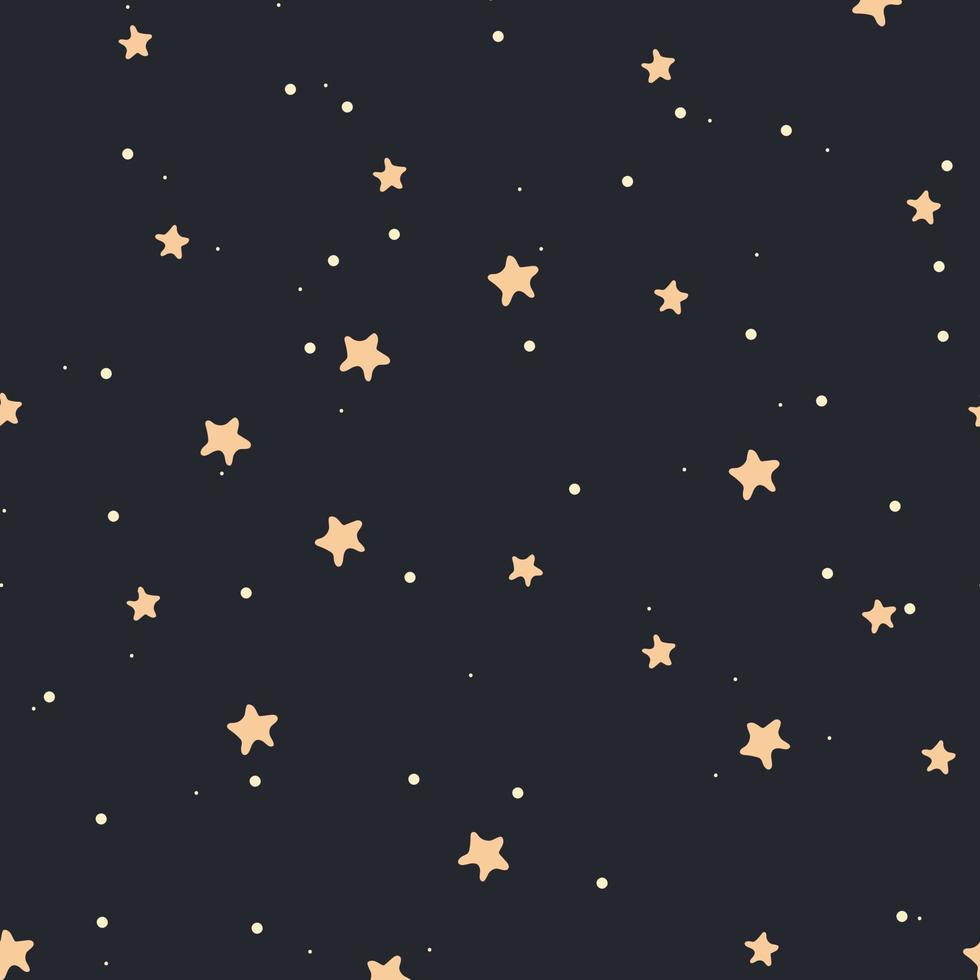 un motif dans le ciel étoilé, un dessin à la main. ciel bleu avec des étoiles jaunes. adapté à l'impression sur textile et papier. emballages cadeaux et linge de lit. vecteur