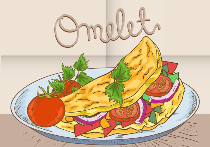 Omelette Aux Légumes Sur La Plaque vecteur