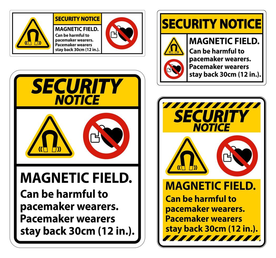 ensemble d'avis de sécurité de champ magnétique vecteur