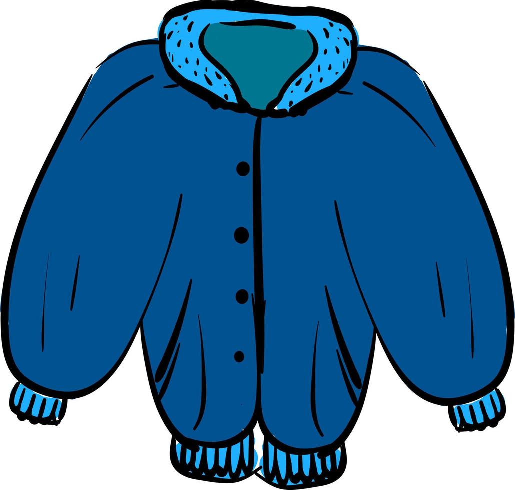 Manteau enfant bleu, illustration, vecteur sur fond blanc.