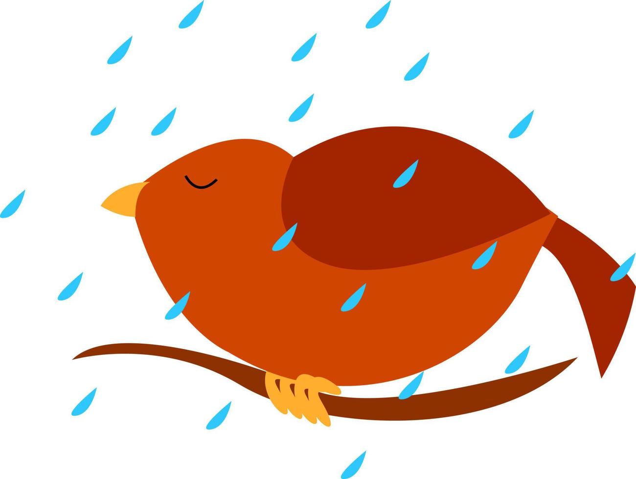 oiseau sur la pluie, illustration, vecteur sur fond blanc.