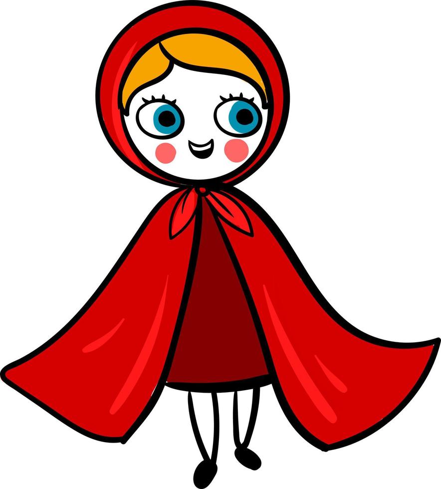 Le petit chaperon rouge, illustration, vecteur sur fond blanc