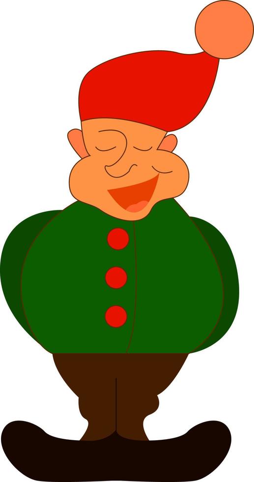 un gnome avec un chemisier vert à manches longues, un vecteur ou une illustration en couleur.