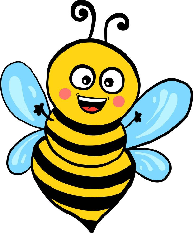 Big happy bee, illustration, vecteur sur fond blanc.