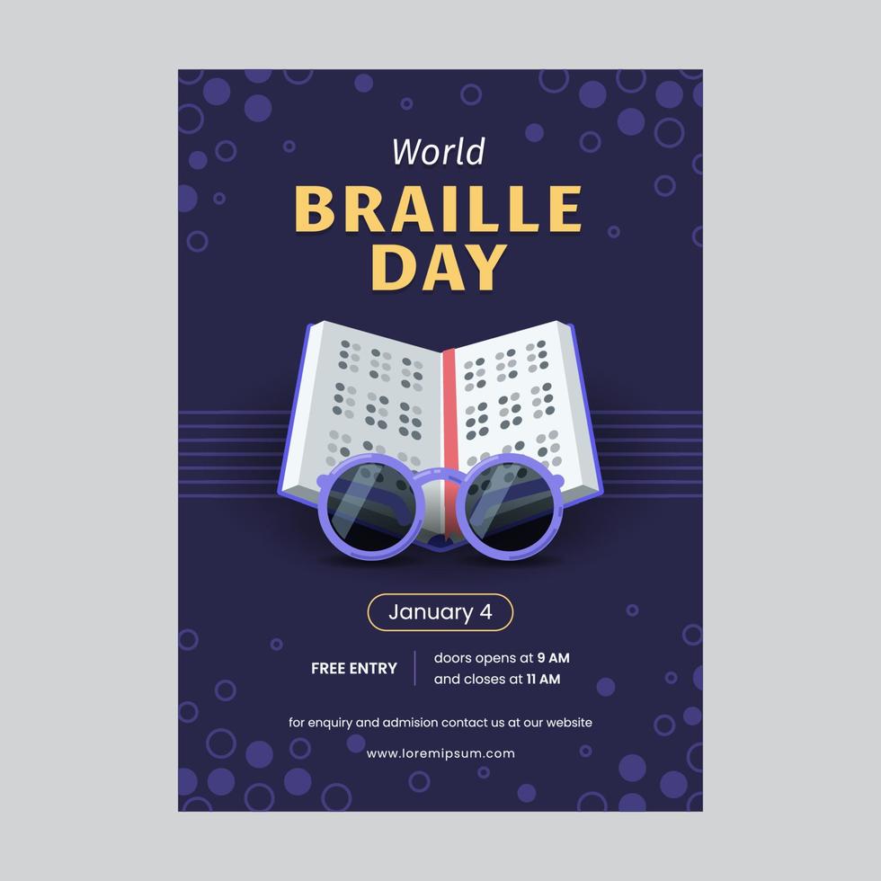 affiche de la journée du braille vecteur