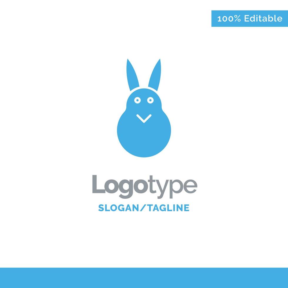 lapin pâques lapin de pâques lapin bleu solide logo modèle place pour slogan vecteur