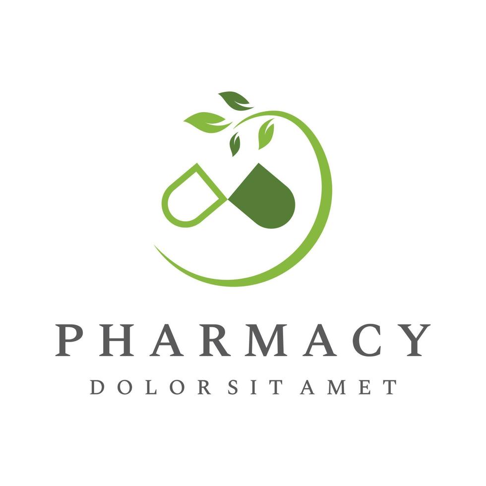 conception de modèle de logo de pharmacie avec bol et phytothérapie pilée.logos pour la médecine, le médecin, l'hôpital et la pharmacie. vecteur