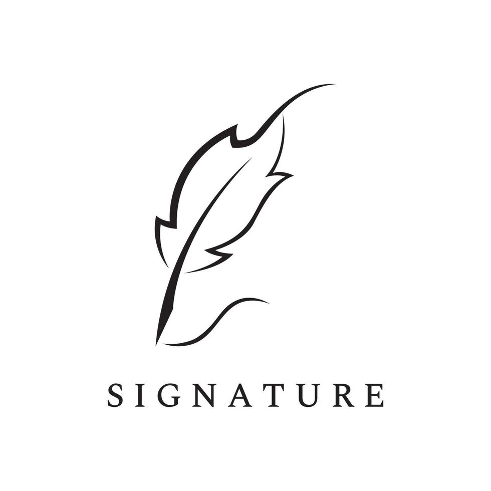 conception créative du logo de modèle de stylo avec plume hipster pour auteur ou auteur, signature. vecteur