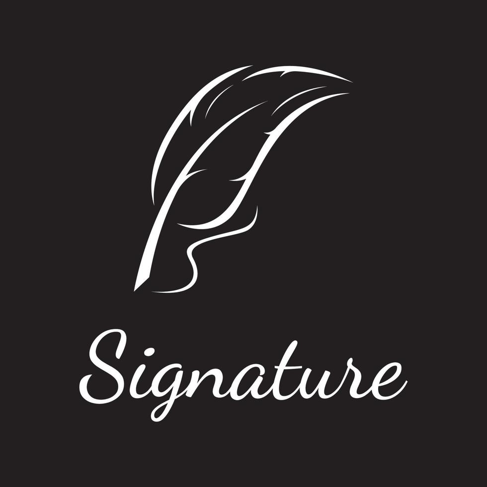 conception créative du logo de modèle de stylo avec plume hipster pour auteur ou auteur, signature. vecteur