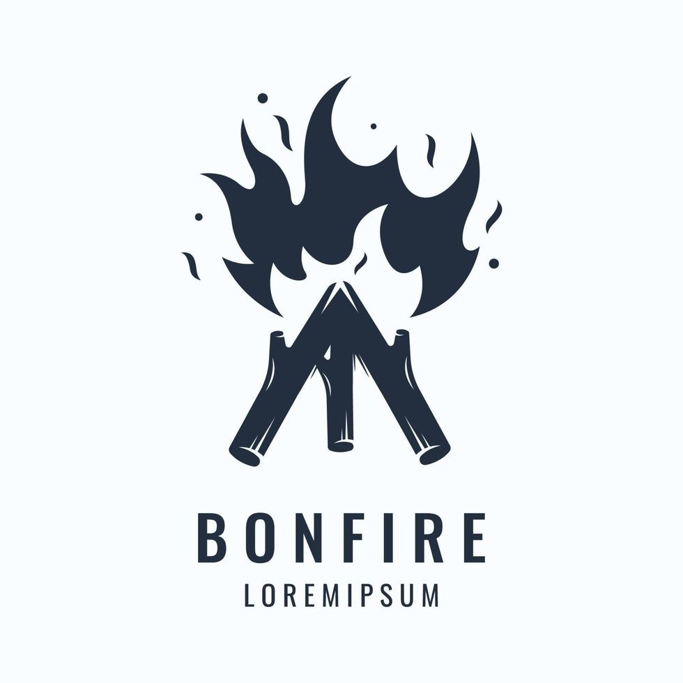 conception créative du modèle de logo de feu de joie avec concept vintage de bois et de feu pour les affaires, le camping et l'aventure. vecteur