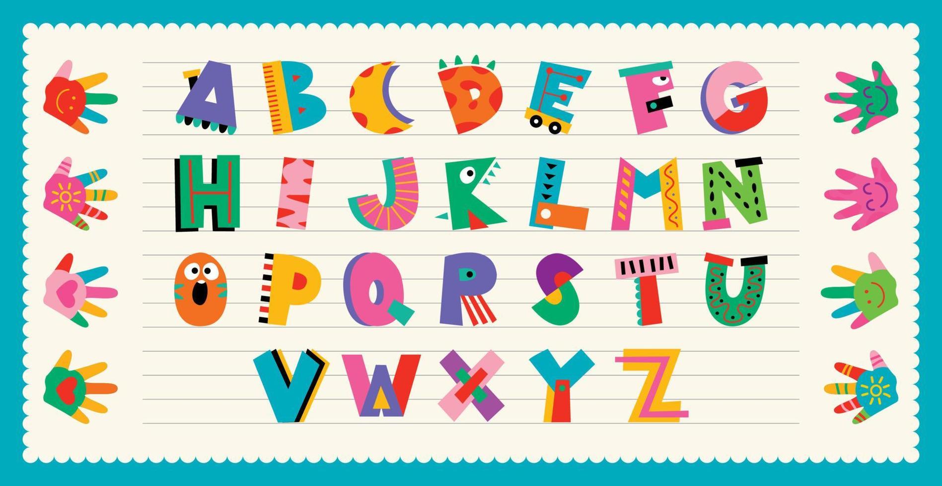 lettres de l'alphabet plat coloré vecteur