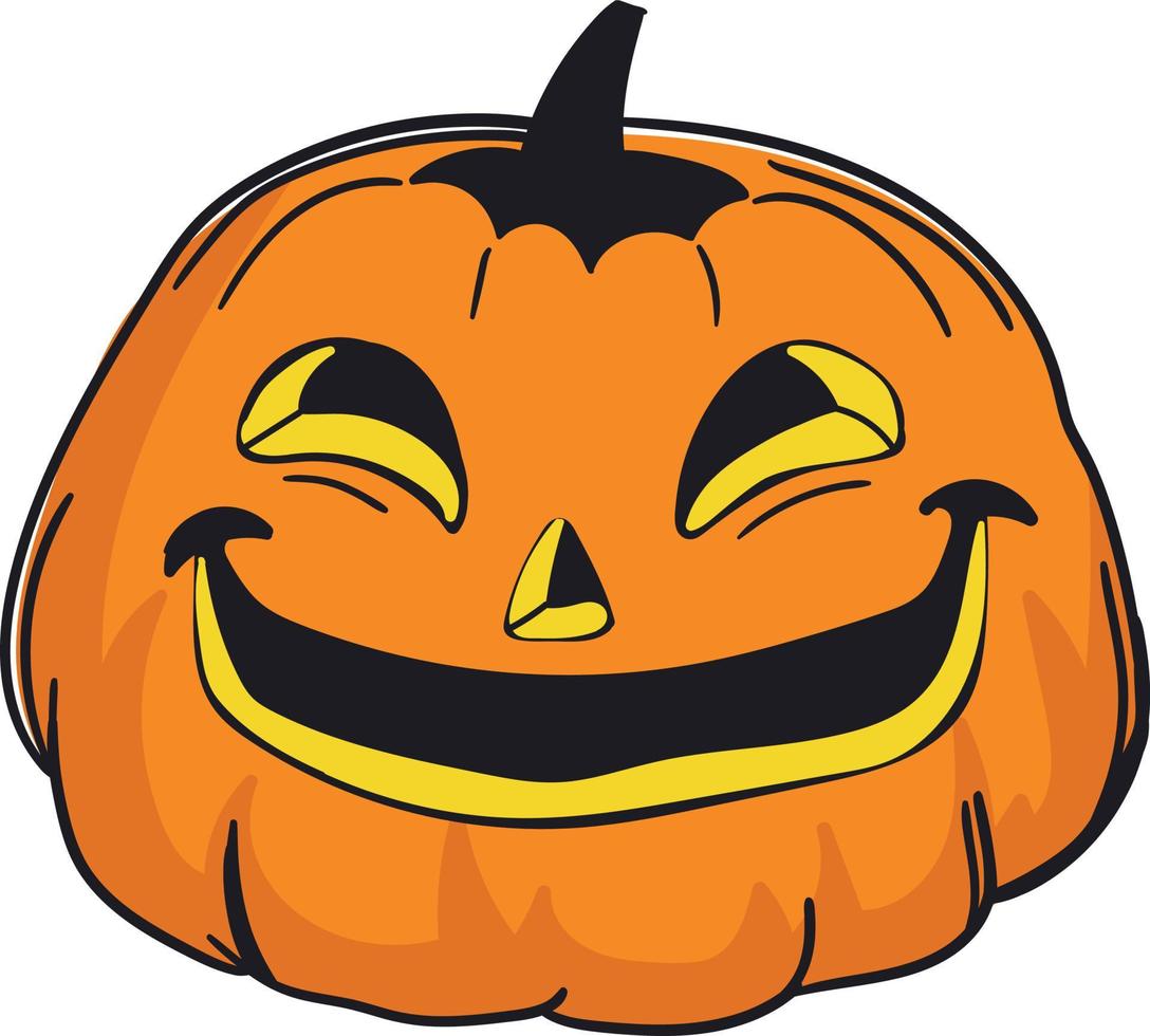 conception de citrouille d'halloween à la main effrayante et souriante vecteur