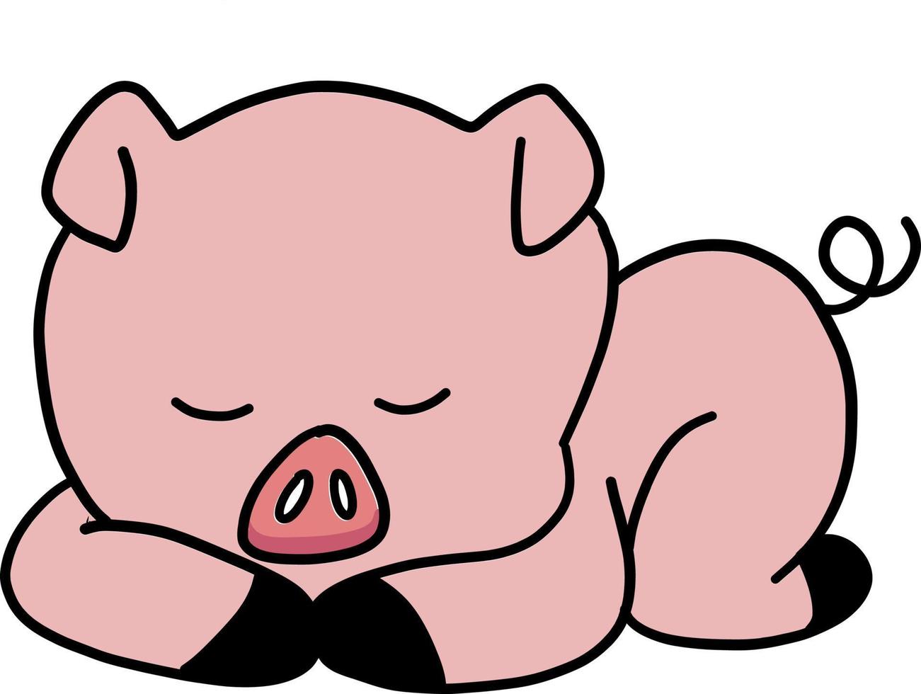 Cochon endormi, illustration, vecteur sur fond blanc.