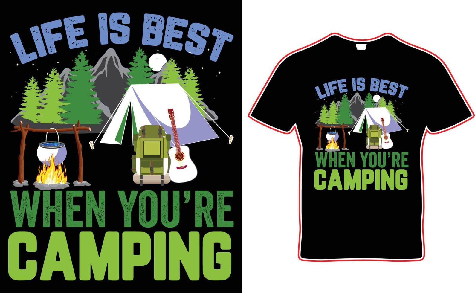 conception de t-shirts de camping. conception de t-shirt de vecteur. vecteur