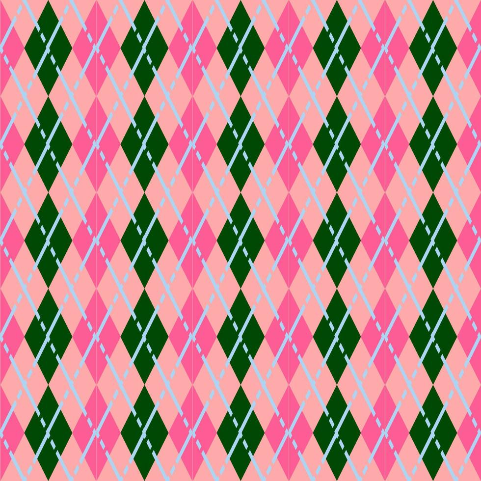 motif de losanges roses et verts sans couture avec des lignes pointillées vecteur