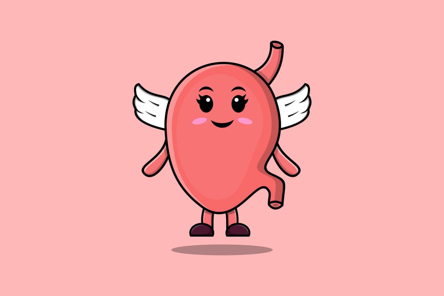 personnage de dessin animé mignon estomac portant des ailes vecteur