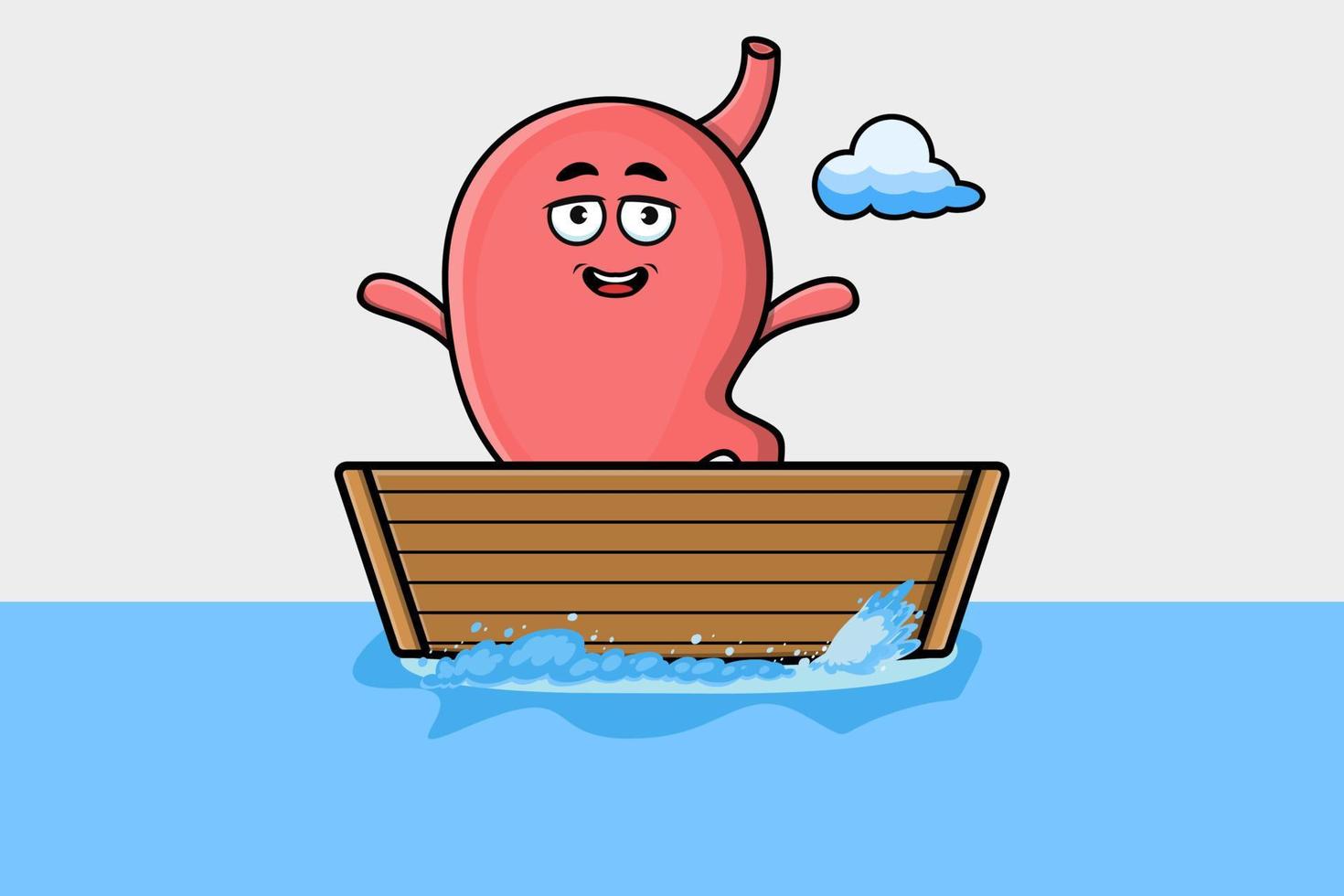 estomac de dessin animé mignon monter sur le bateau vecteur