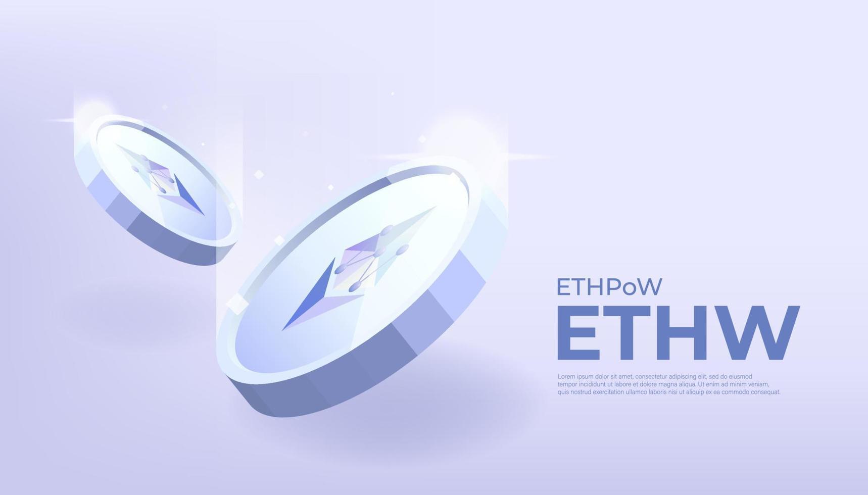 bannière de pièce de monnaie ethpow. fond de bannière de concept de crypto-monnaie de pièce ethw. vecteur