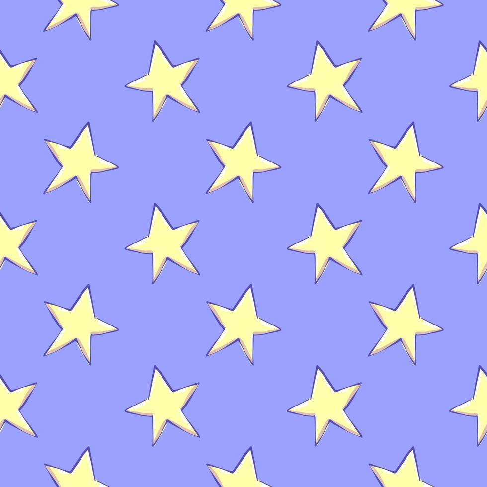 étoiles jaunes, motif sans couture sur fond violet. vecteur