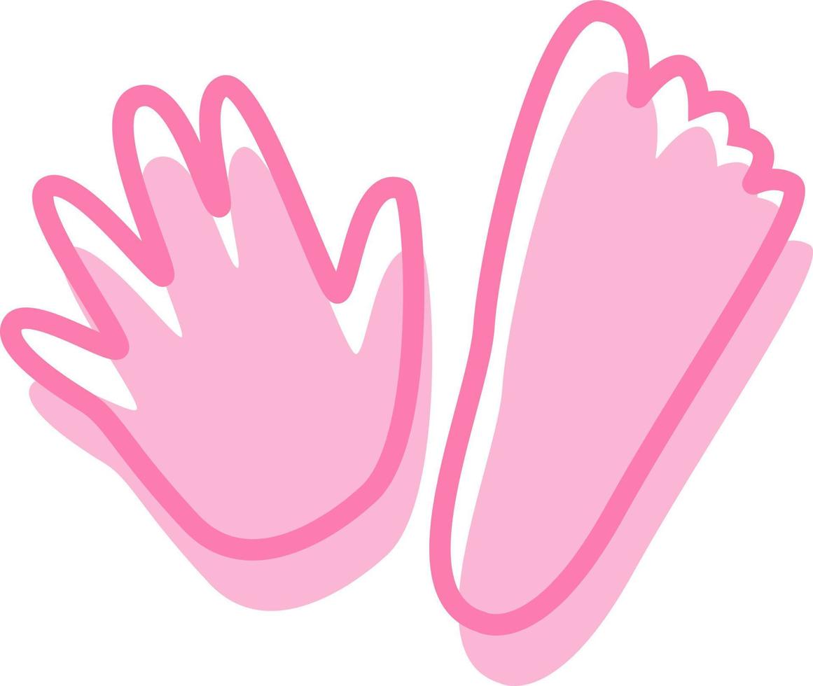 main et pied rose, illustration, vecteur sur fond blanc.