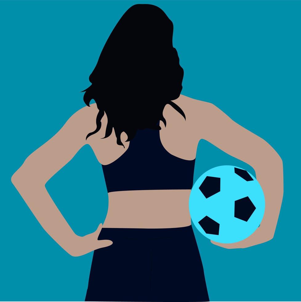 girl holding ball, illustration, vecteur sur fond blanc.