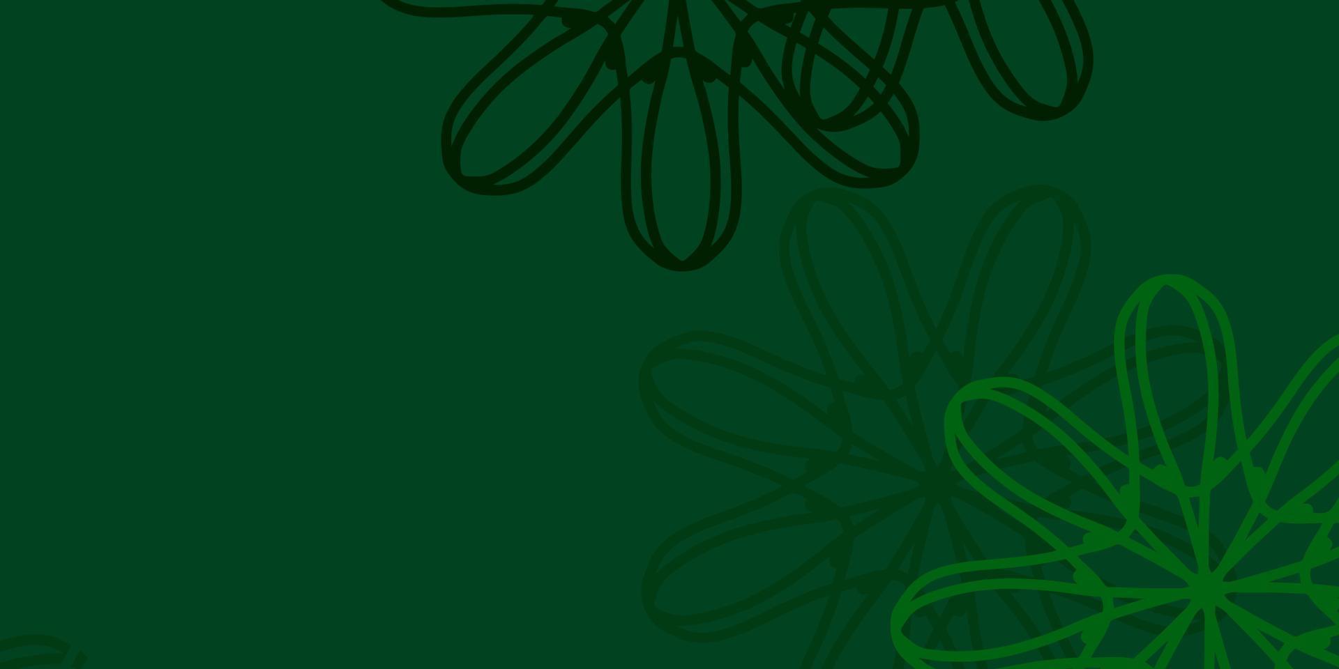 texture de doodle vecteur vert clair avec des fleurs.