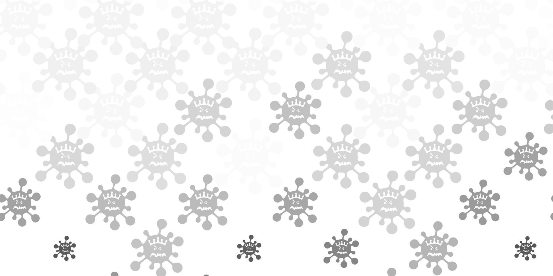 toile de fond de vecteur gris clair avec symboles de virus.
