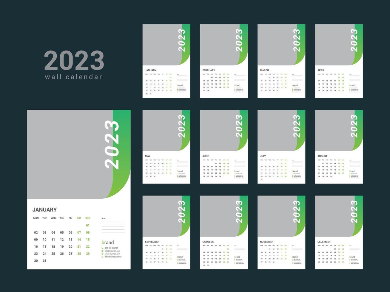 calendrier mural 2023 vecteur