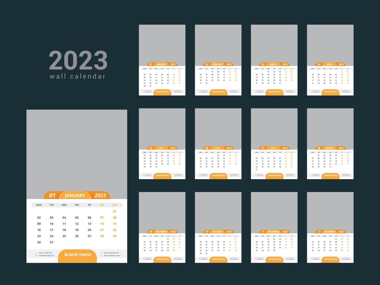 calendrier mural 2023 vecteur