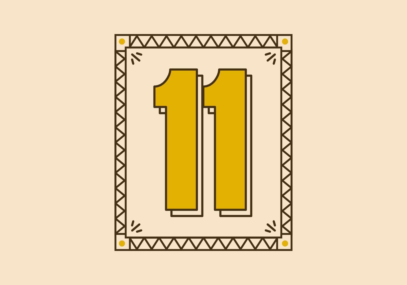 cadre rectangle vintage avec le numéro 11 dessus vecteur
