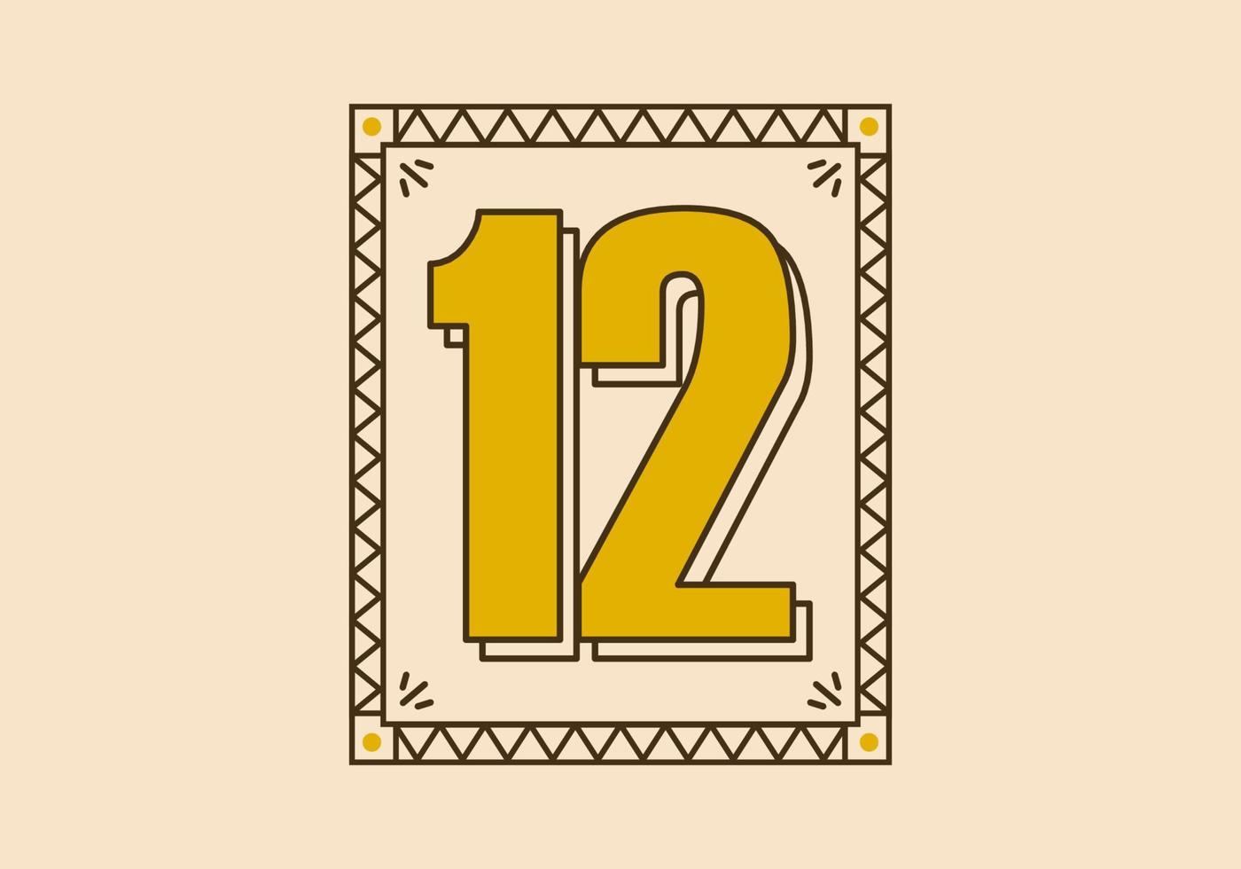 cadre rectangle vintage avec le numéro 12 dessus vecteur